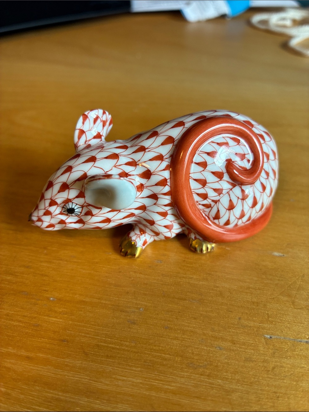 Herend curly tail mouse rust 15853